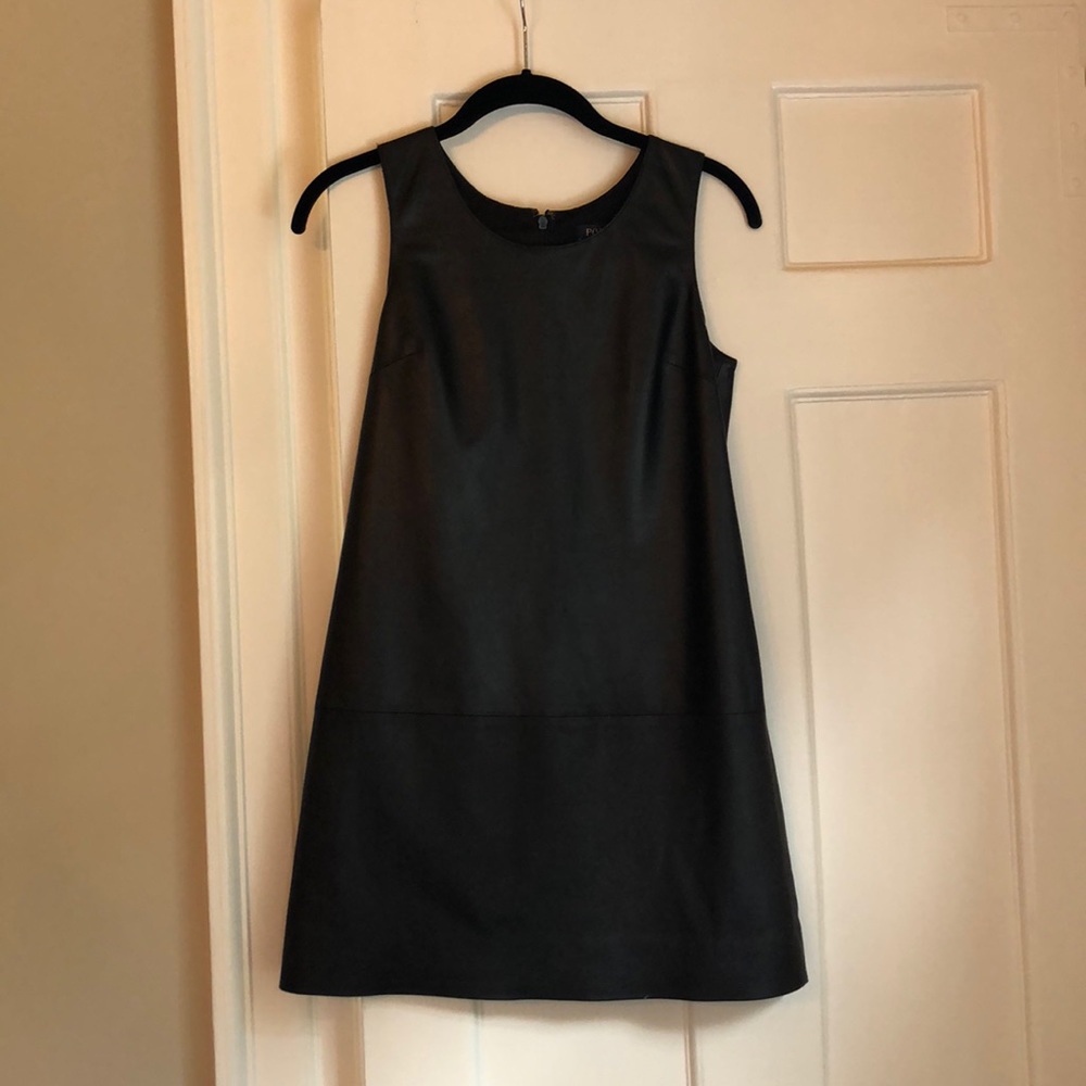Gently Worn Girls Black Leather Polo Shift Dress